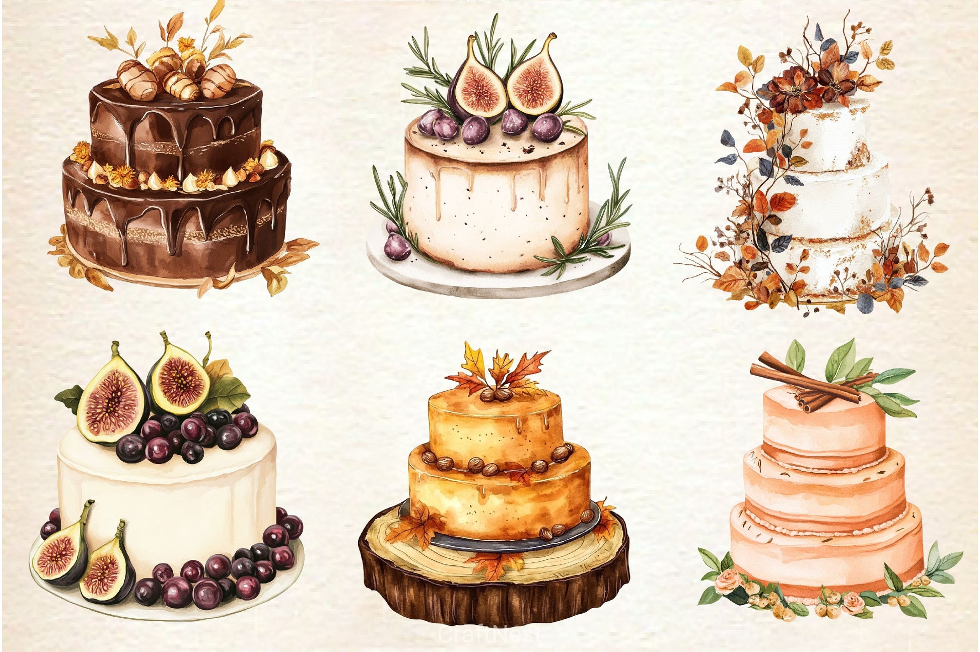 Fall Wedding Cake Clipart Bundle 2 - CraftNest - Digital Crafting and Art