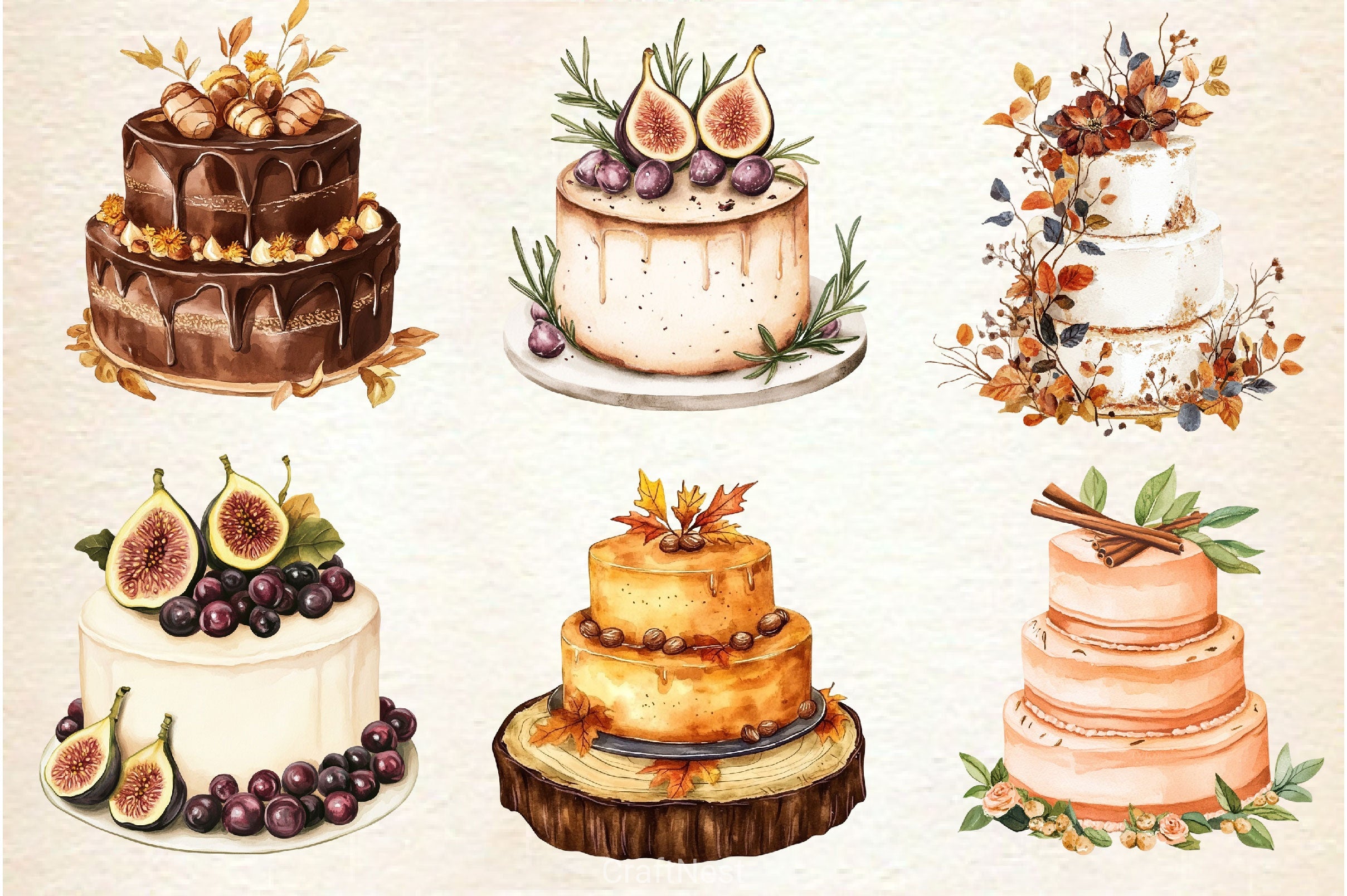 Fall Wedding Cake Clipart Bundle 2 - CraftNest - Digital Crafting and Art