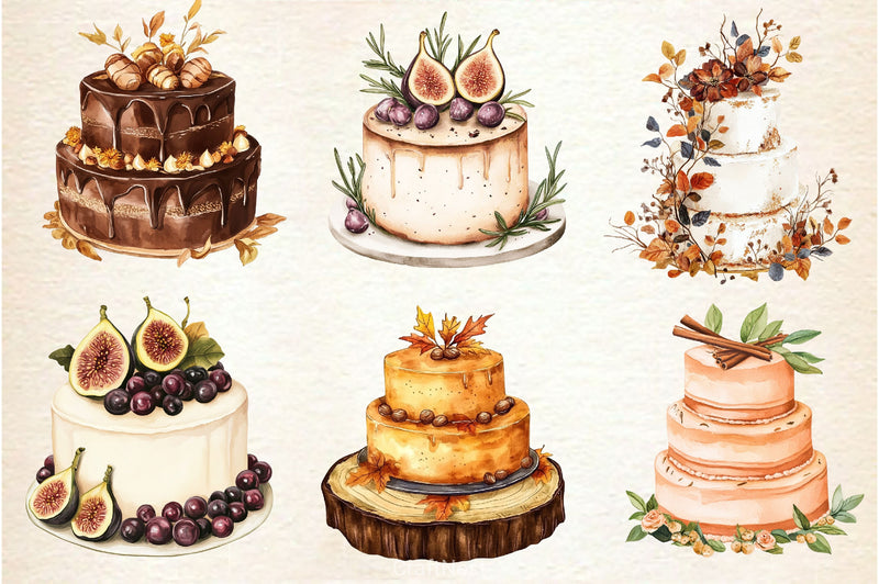 Fall Wedding Cake Clipart Bundle 2 - CraftNest - Digital Crafting and Art