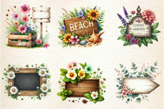 Summer Empty Sign Wildflowers Clipart Bundle 2 - CraftNest - Digital Crafting and Art