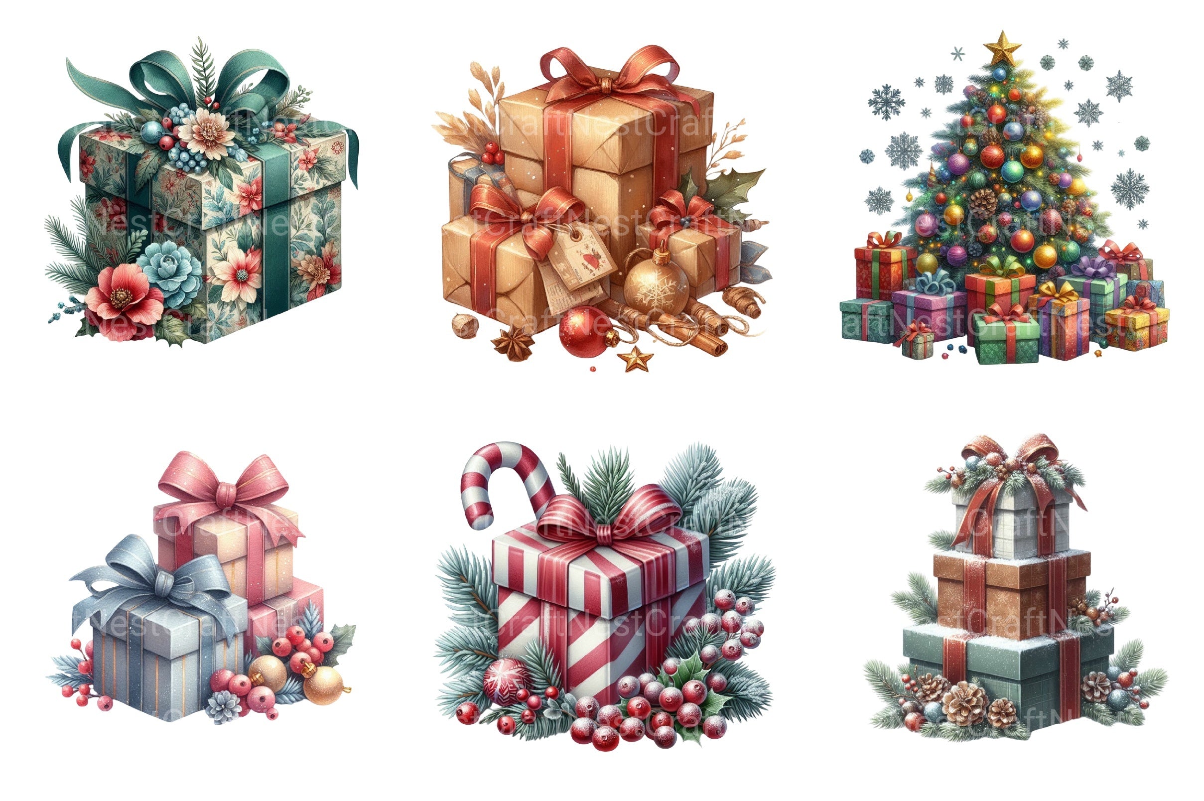 Christmas Presents & Gifts Clipart Bundle for Commercial Use - CraftNest - Digital Crafting and Art