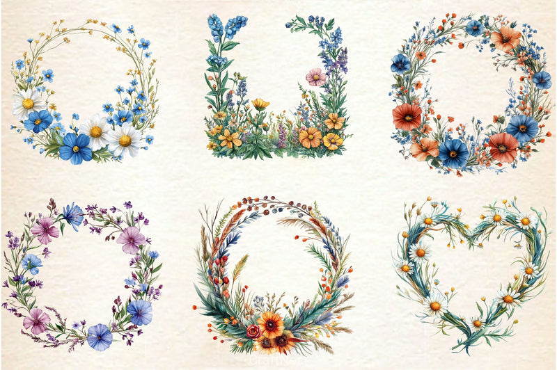 Wildflowers Frame Clipart Bundle - CraftNest - Digital Crafting and Art