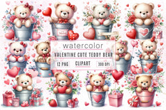 Valentine Cute Teddy Bear Clipart Bundle - CraftNest - Digital Crafting and Art