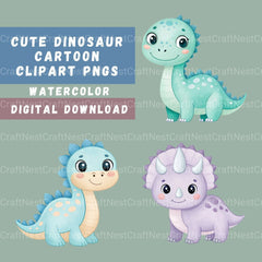 Cute Dinosaurs Clipart Bundle - CraftNest - Digital Crafting and Art