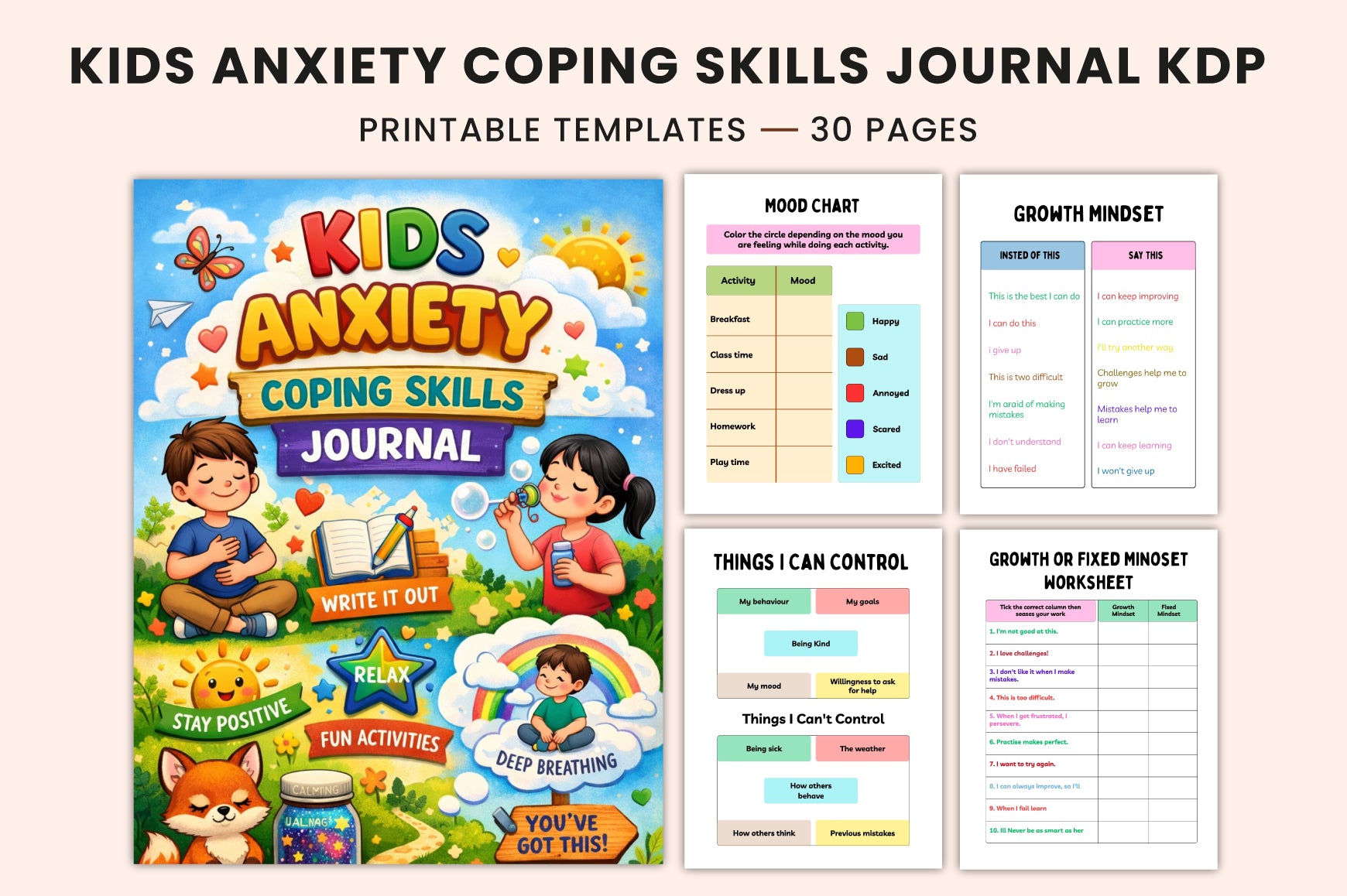 Kids Anxiety Coping Skills Journal
