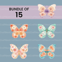 Flower Butterflies Clipart Bundle - CraftNest - Digital Crafting and Art