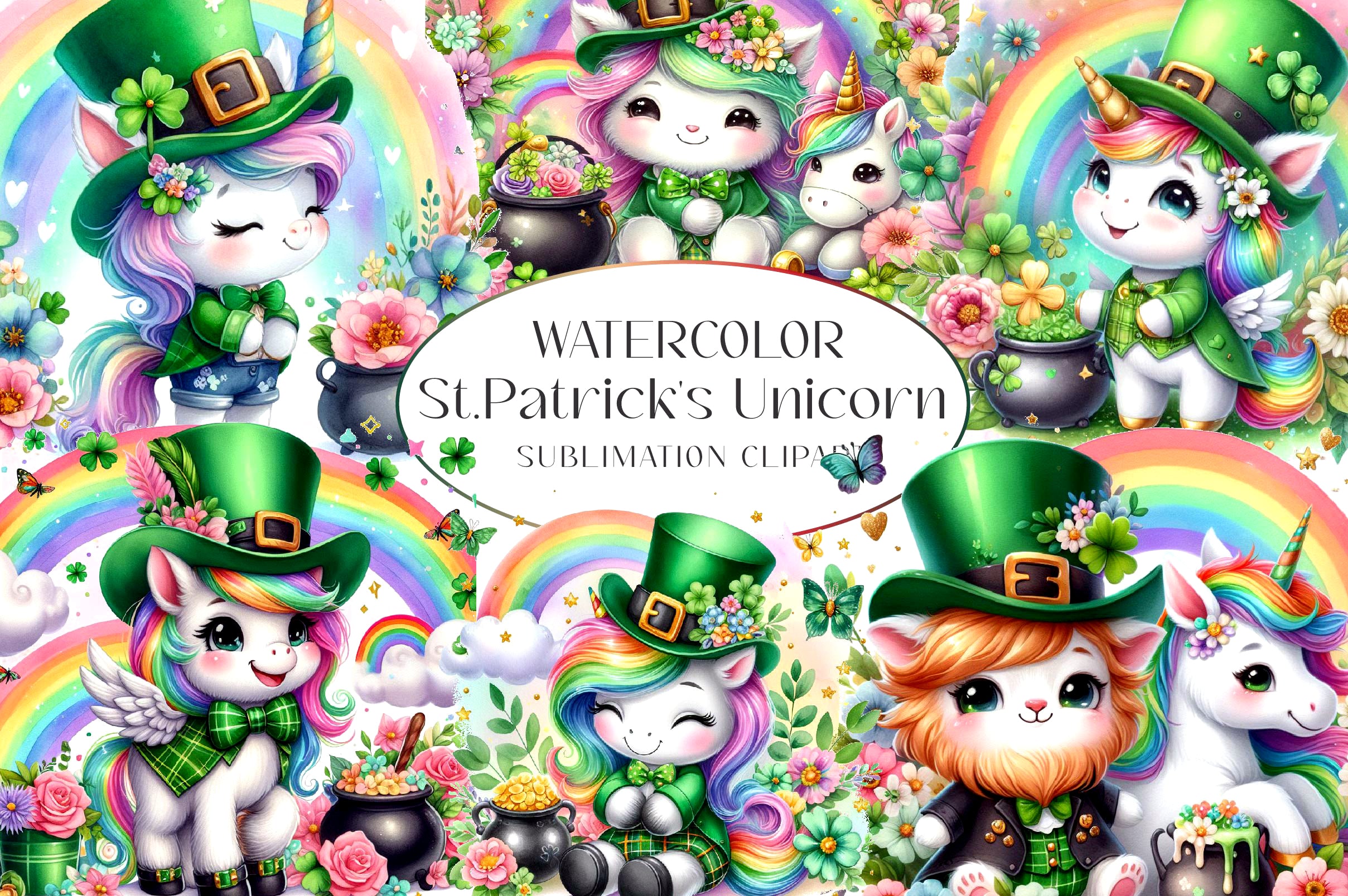 St Patricks Unicorn Clipart Bundle - CraftNest - Digital Crafting and Art