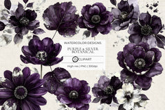 Purple & Silver Botanicals Clipart - CraftNest - Digital Crafting and Art