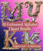 3D Embossed Alphabet Clipart Bundle