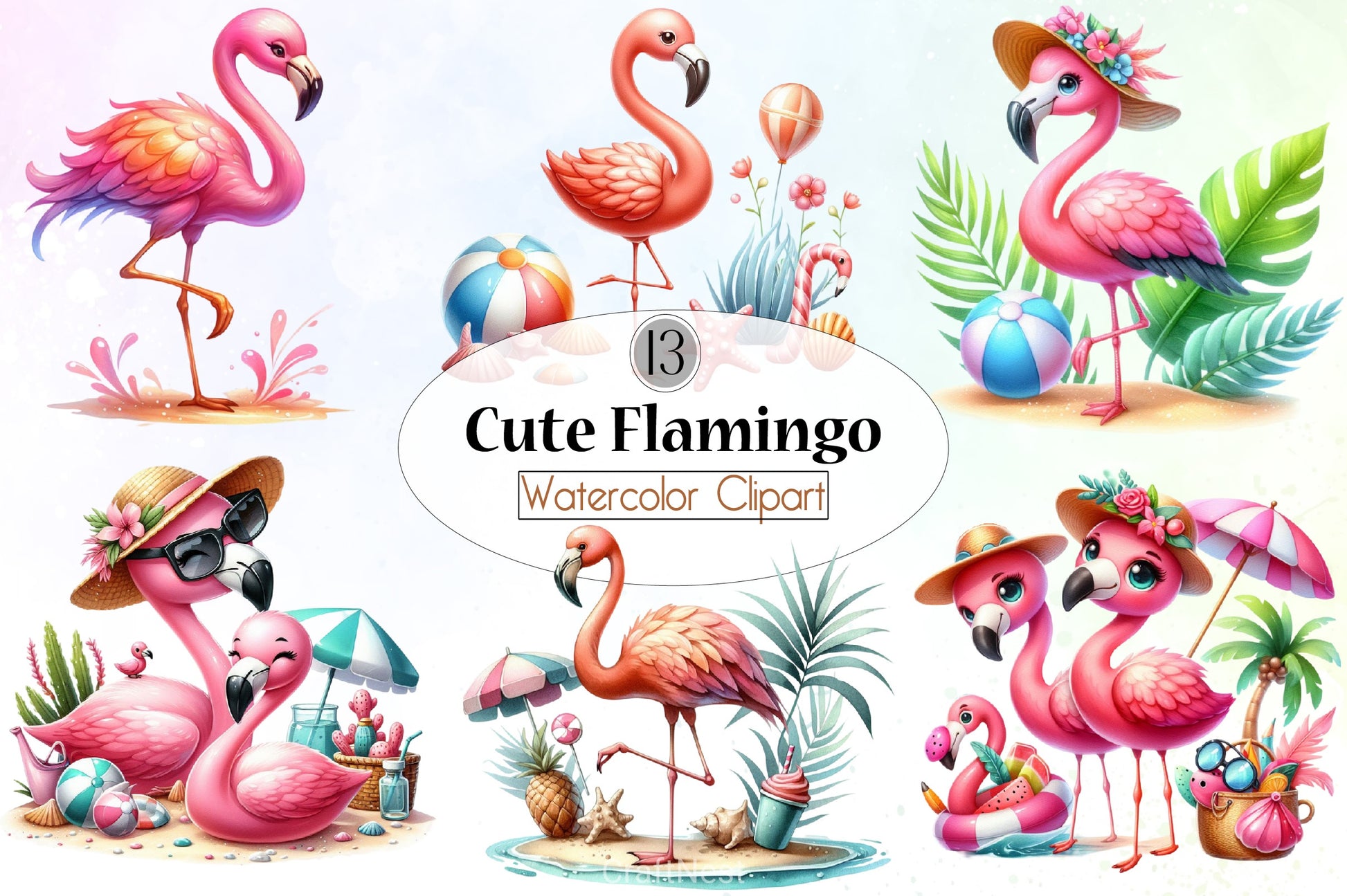 Flamingo Clipart Bundle 3 - CraftNest - Digital Crafting and Art