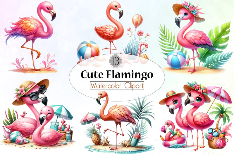 Flamingo Clipart Bundle 3 - CraftNest - Digital Crafting and Art