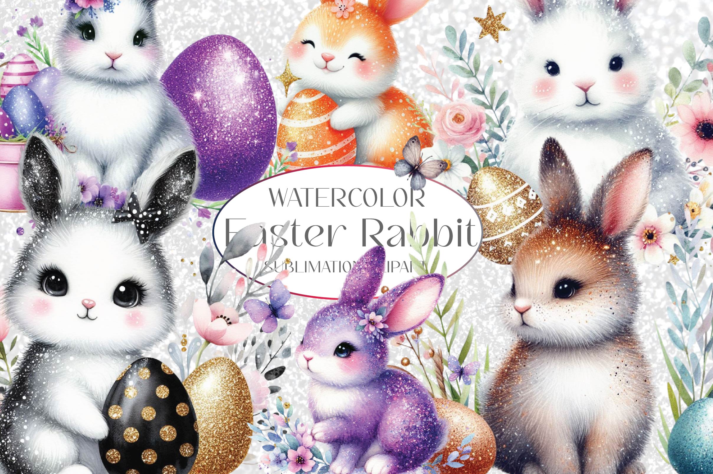 Glitter Easter Rabbit Clipart Bundle - CraftNest - Digital Crafting and Art