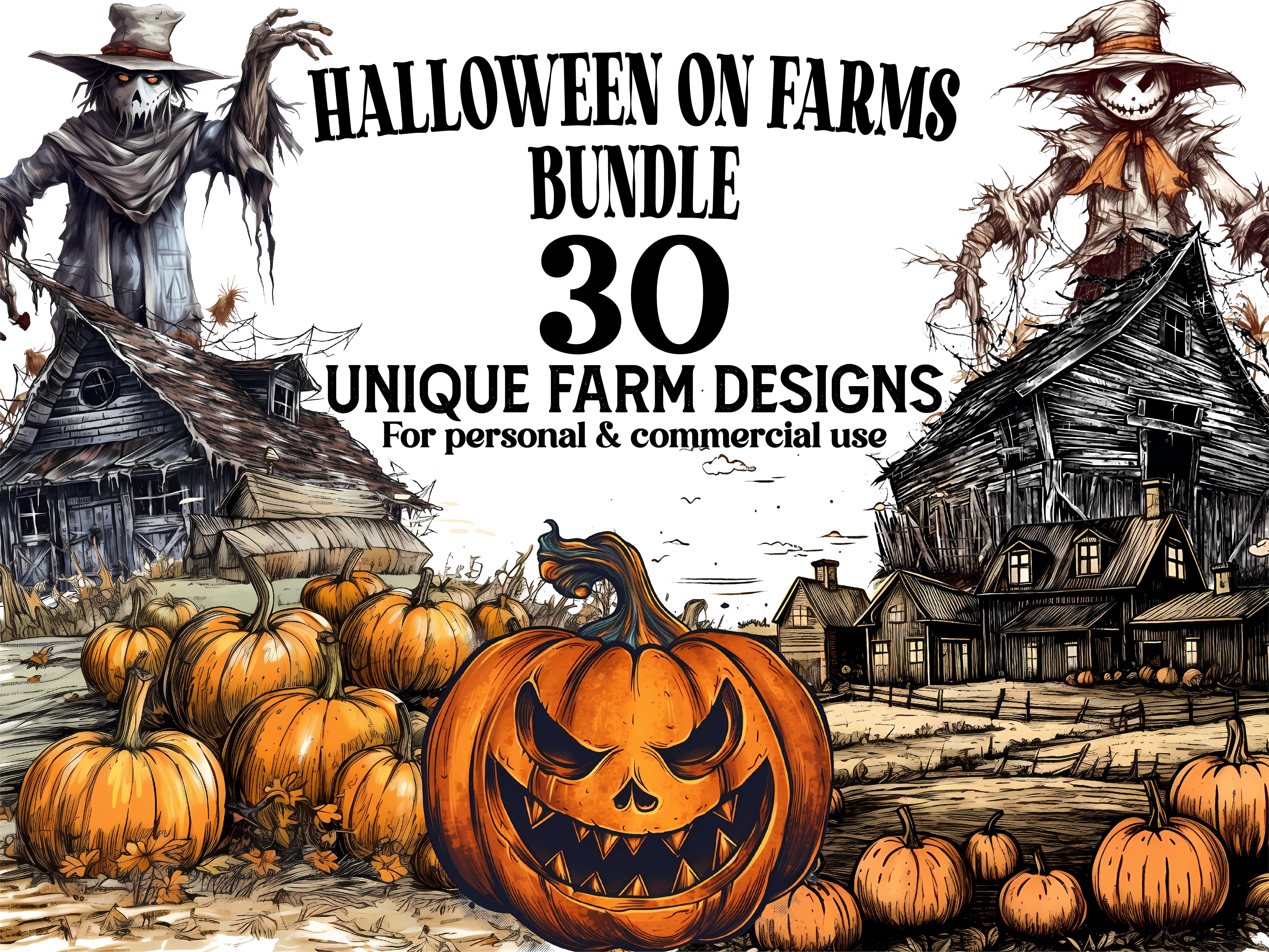 Halloween On Farm Clipart - CraftNest