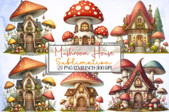 Mushroom House Clipart Bundle 1 - CraftNest - Digital Crafting and Art