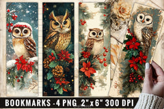 Christmas Owl Bookmarks Bookmark Junk Journal - CraftNest - Digital Crafting and Art