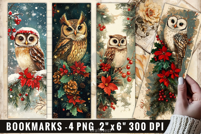 Christmas Owl Bookmarks Bookmark Junk Journal - CraftNest - Digital Crafting and Art