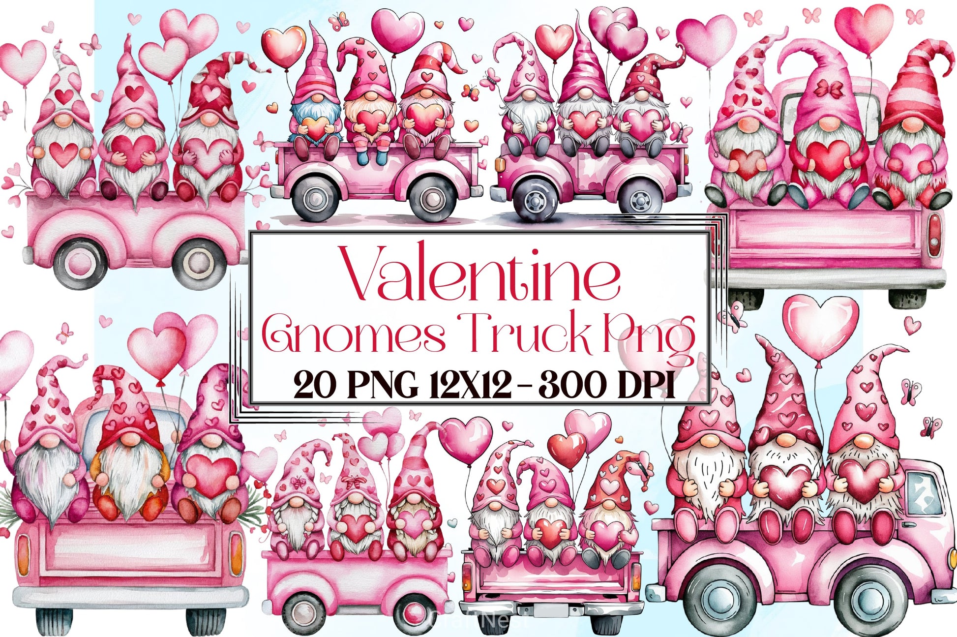 Valentine Gnomes Truck Clipart Bundle - CraftNest - Digital Crafting and Art
