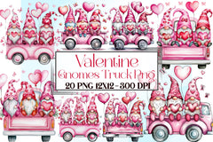 Valentine Gnomes Truck Clipart Bundle - CraftNest - Digital Crafting and Art