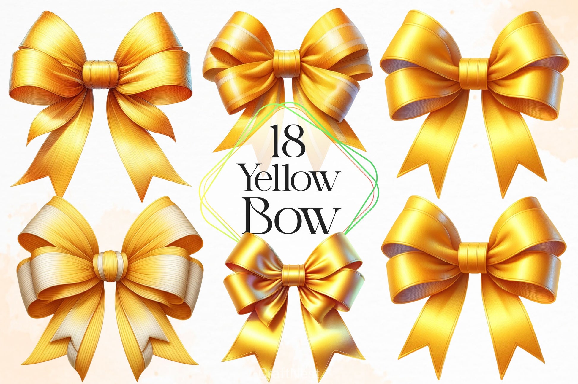 Yellow Bow Clipart Bundle - CraftNest - Digital Crafting and Art