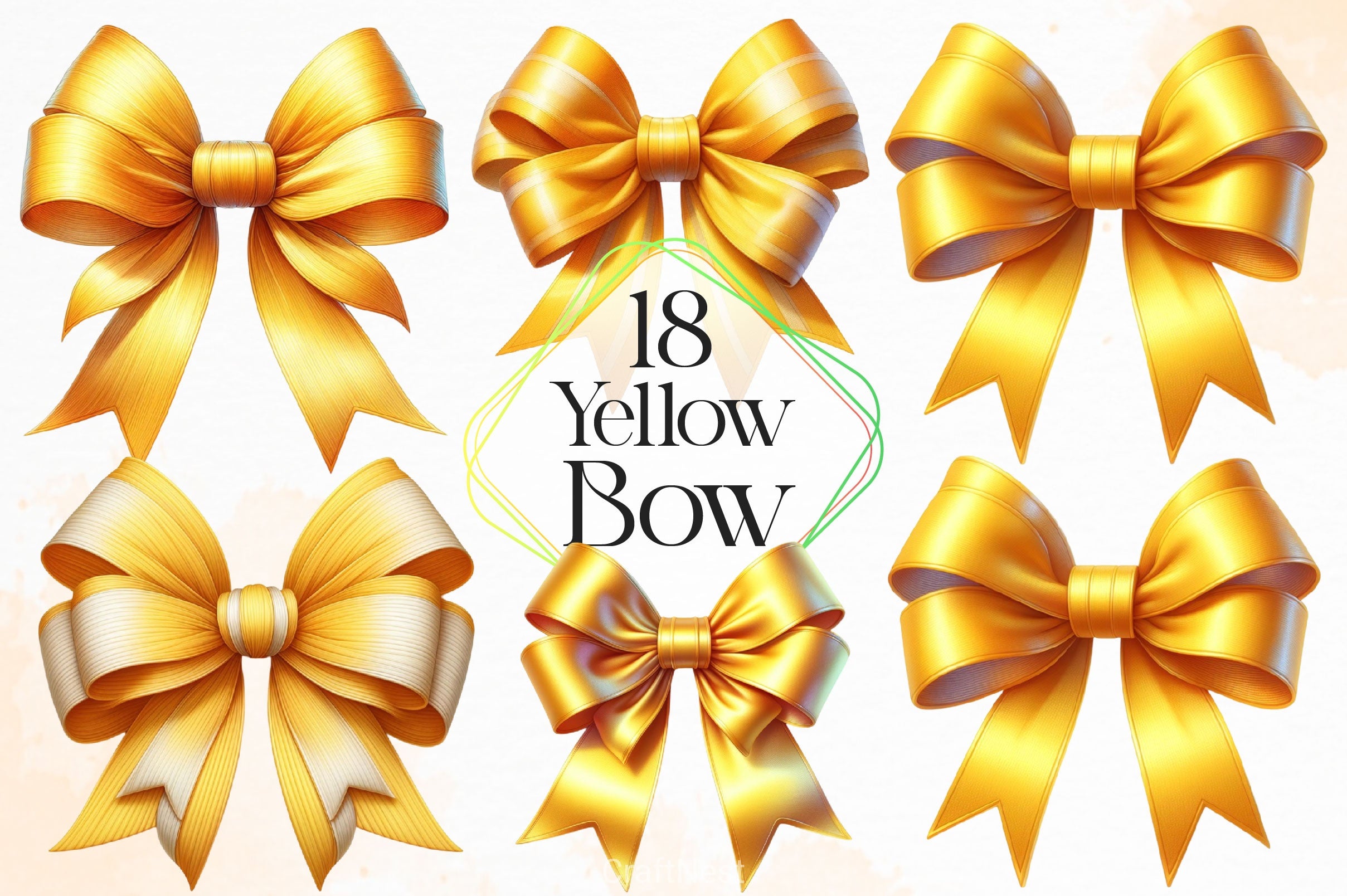 Yellow Bow Clipart Bundle - CraftNest - Digital Crafting and Art