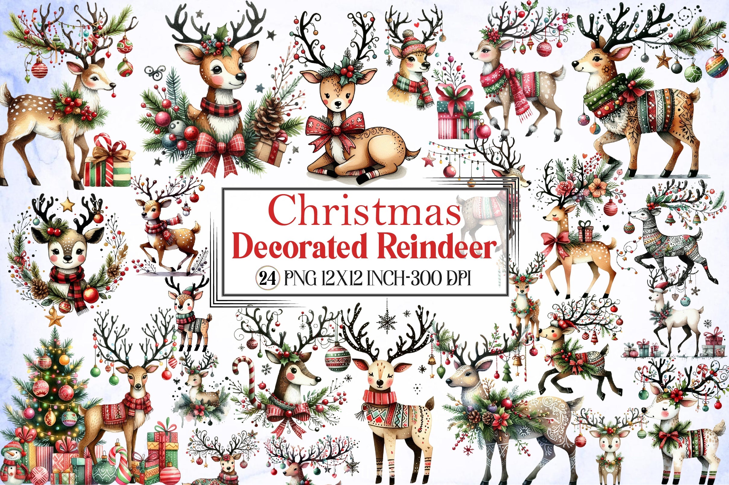 Christmas Reindeer Clipart Bundle 2 - CraftNest - Digital Crafting and Art