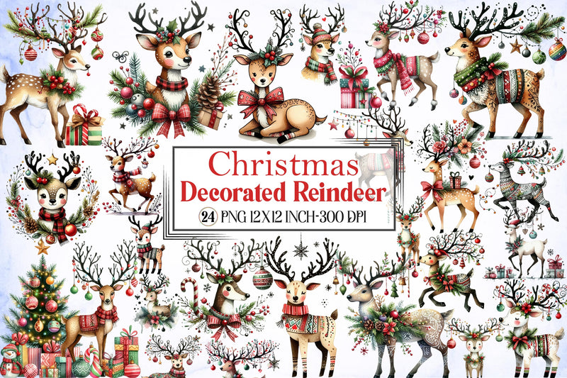 Christmas Reindeer Clipart Bundle 2 - CraftNest - Digital Crafting and Art