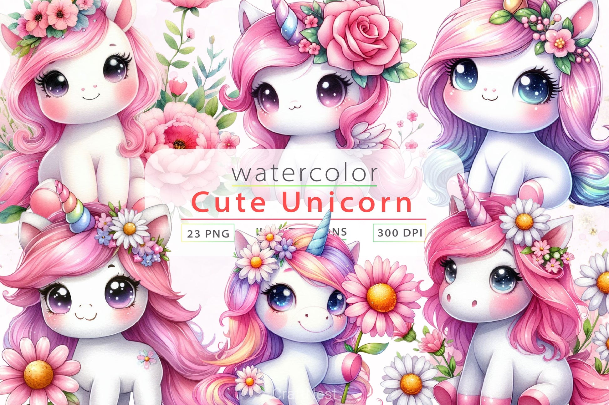 Cute Unicorn Clipart Bundle 10 - CraftNest - Digital Crafting and Art