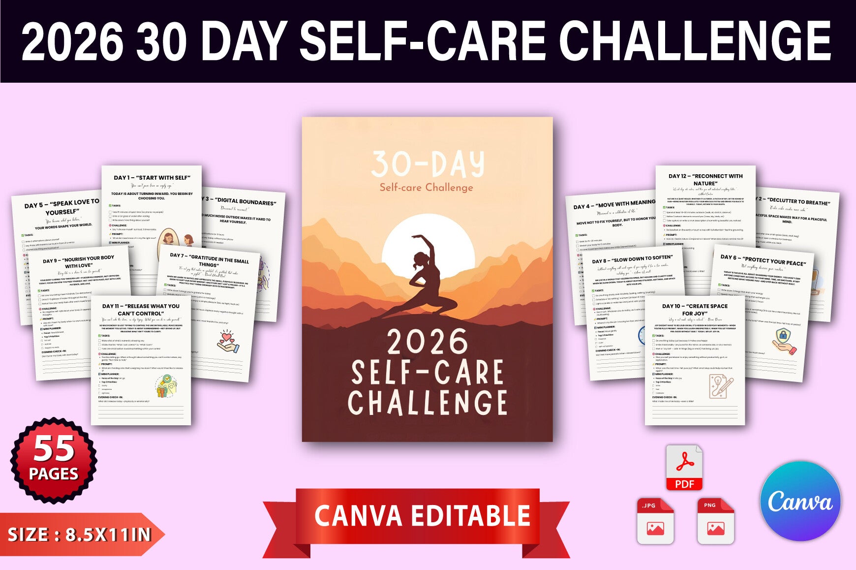 Day Self Care Challenge Planner