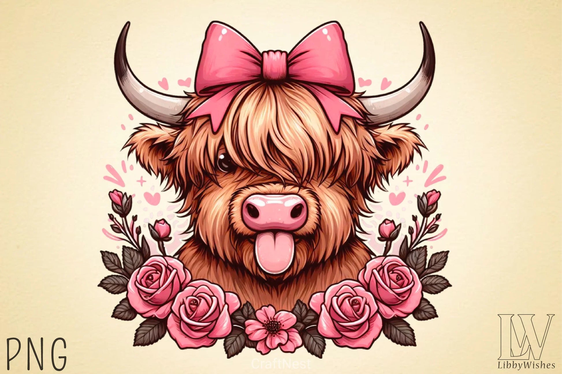 Highland Cow Valentine Clipart Bundle 4 - CraftNest - Digital Crafting and Art