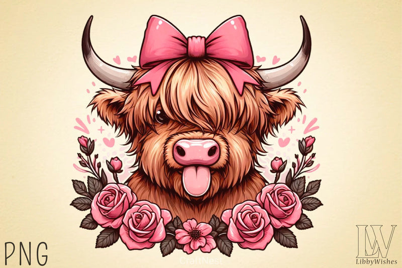 Highland Cow Valentine Clipart Bundle 4 - CraftNest - Digital Crafting and Art