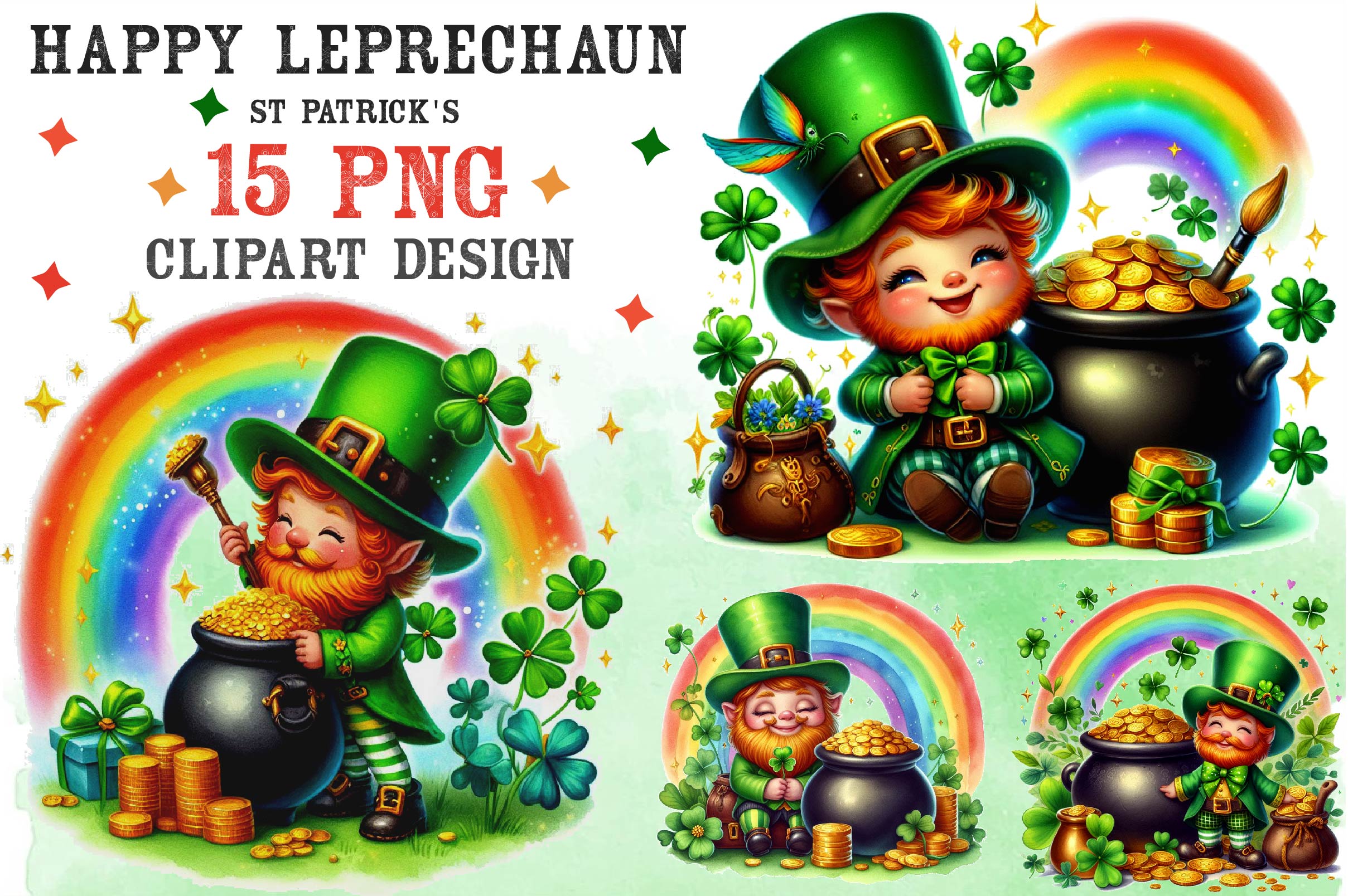 Happy Leprechaun St Patrick'S Clipart Bundle - CraftNest - Digital Crafting and Art
