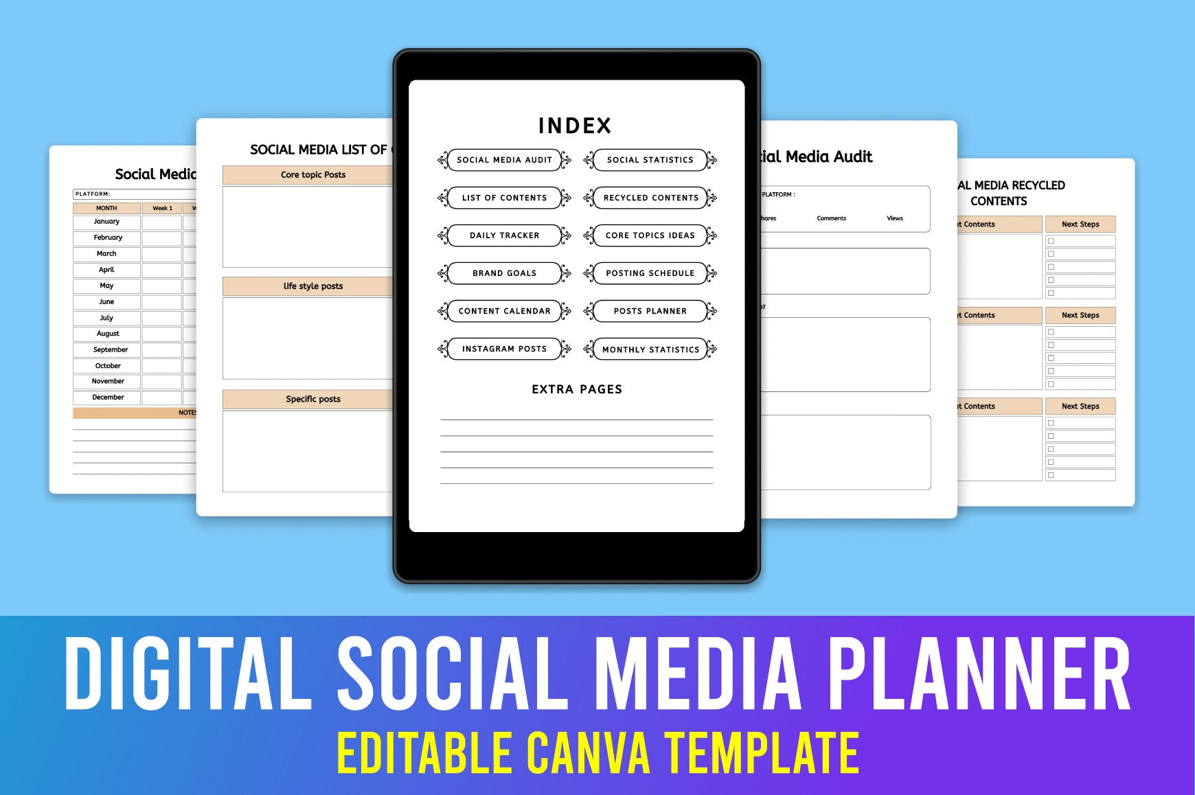 Editable Social Media Planner