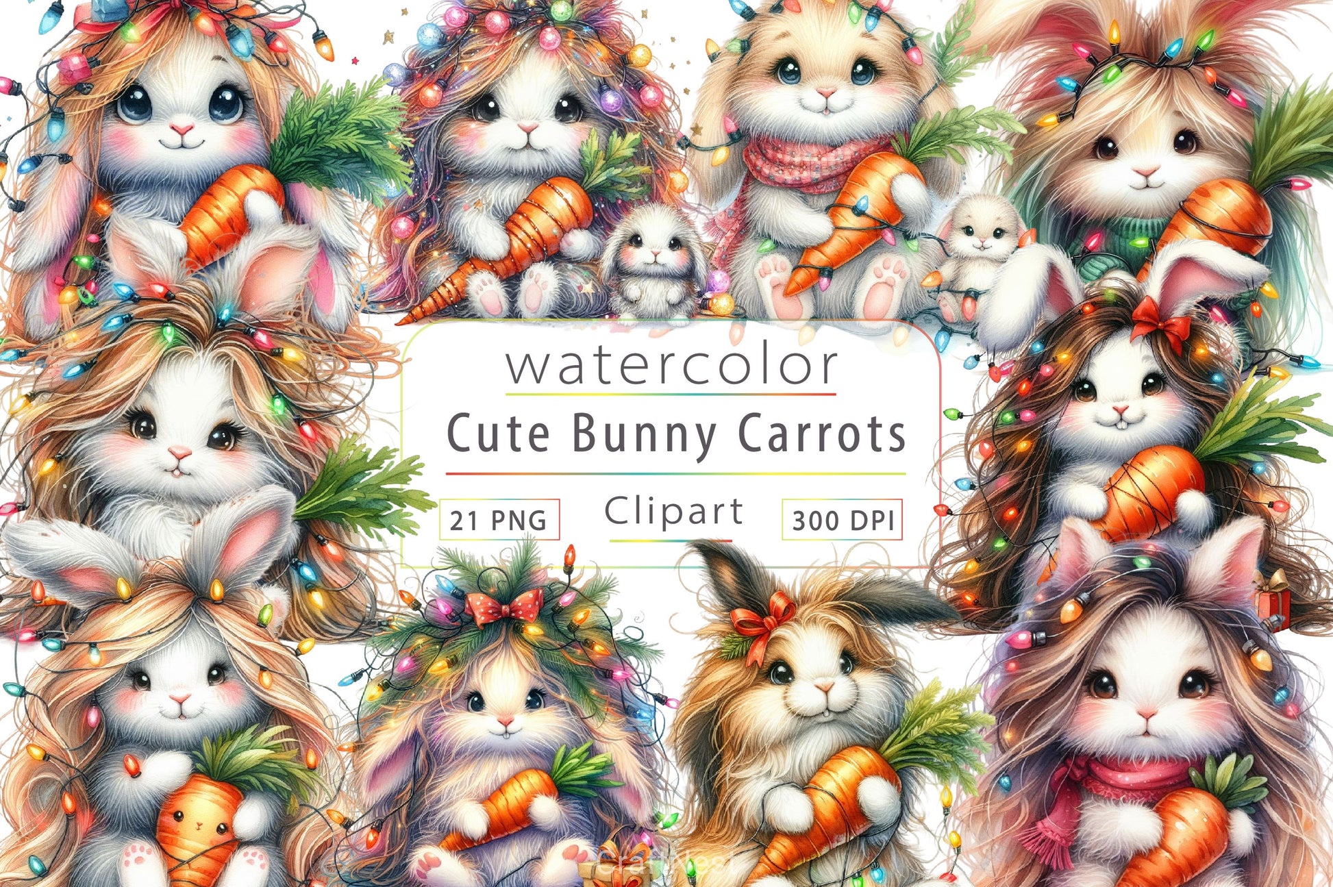 Bunny Carrots Clipart Bundle - CraftNest - Digital Crafting and Art