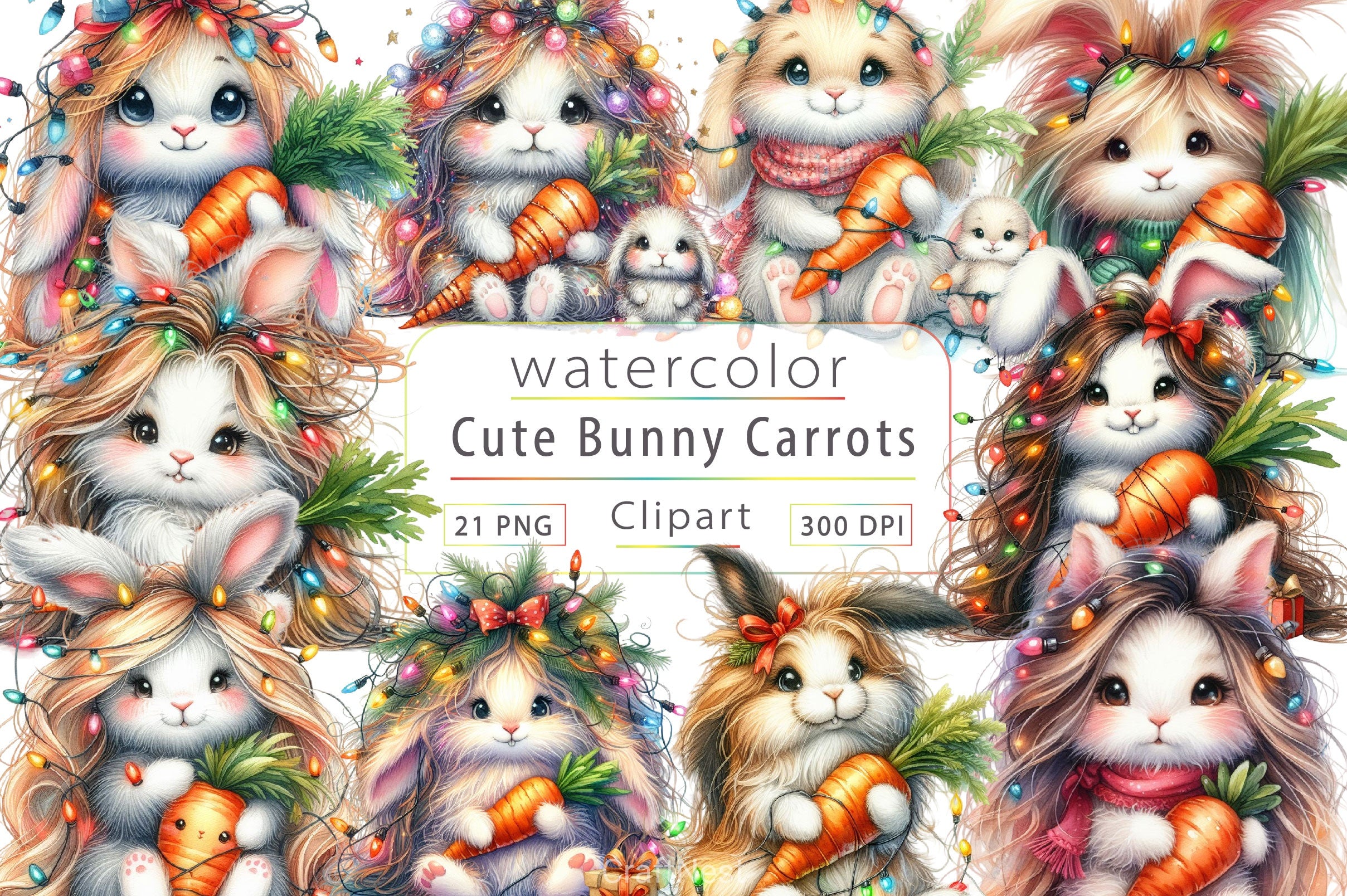 Bunny Carrots Clipart Bundle - CraftNest - Digital Crafting and Art