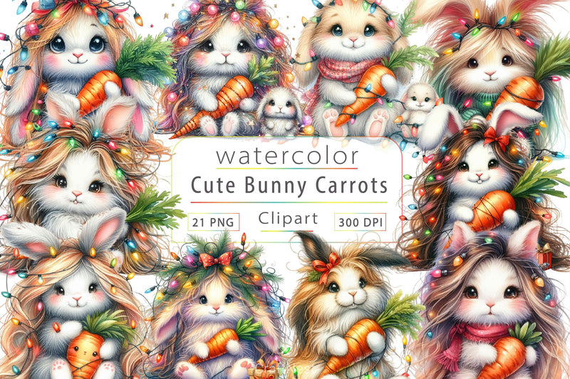 Bunny Carrots Clipart Bundle - CraftNest - Digital Crafting and Art