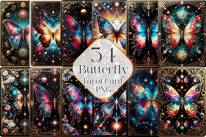 Antisocial Butterfly Tarot Card Clipart Bundle - CraftNest - Digital Crafting and Art