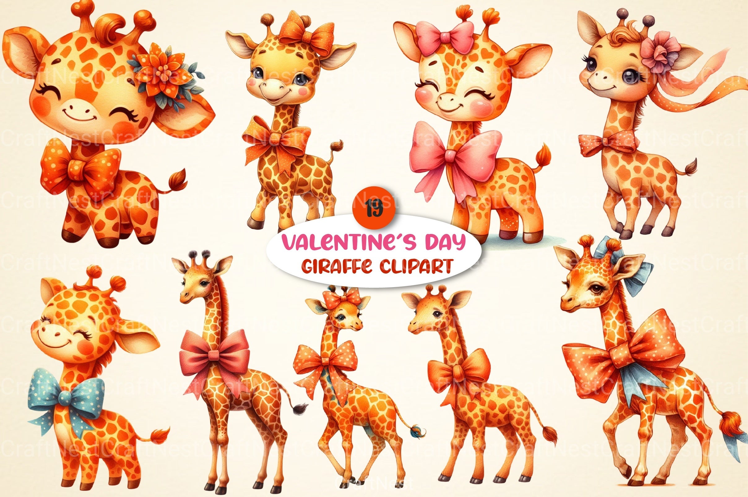 Valentine's Day Giraffe Clipart Bundle - CraftNest - Digital Crafting and Art