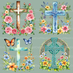 Cross Floral Clipart Bundle 2 - CraftNest - Digital Crafting and Art