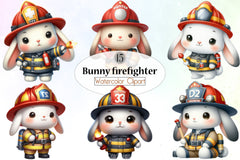 Bunny Firefighter Clipart Bundle - CraftNest - Digital Crafting and Art