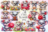 Floral Koala Clipart Bundle