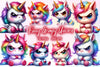Funny Grumpy Unicorn Clipart Bundle