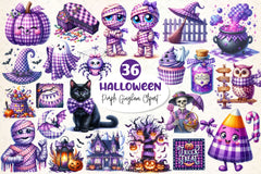 Purple Gingham Halloween Clipart Bundle - CraftNest - Digital Crafting and Art