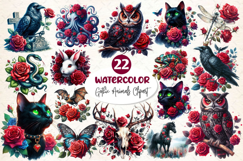 Gothic Animals Clipart Bundle 2 - CraftNest - Digital Crafting and Art