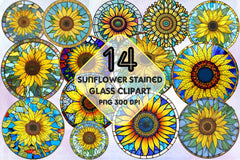Sunflower Stained Glass Clipart Bundle 1 - CraftNest - Digital Crafting and Art