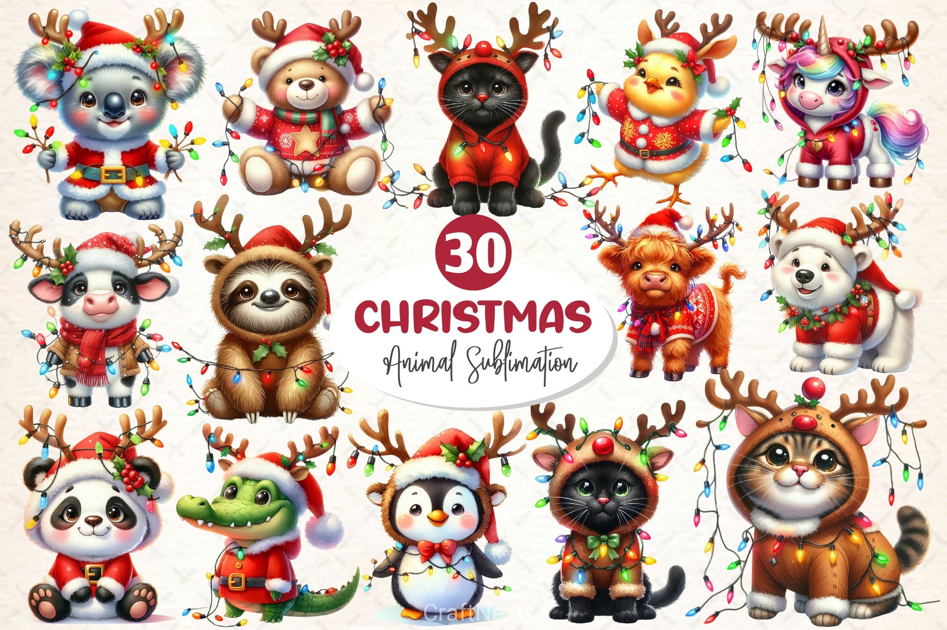 Christmas Animal Clipart Bundle 6 - CraftNest - Digital Crafting and Art