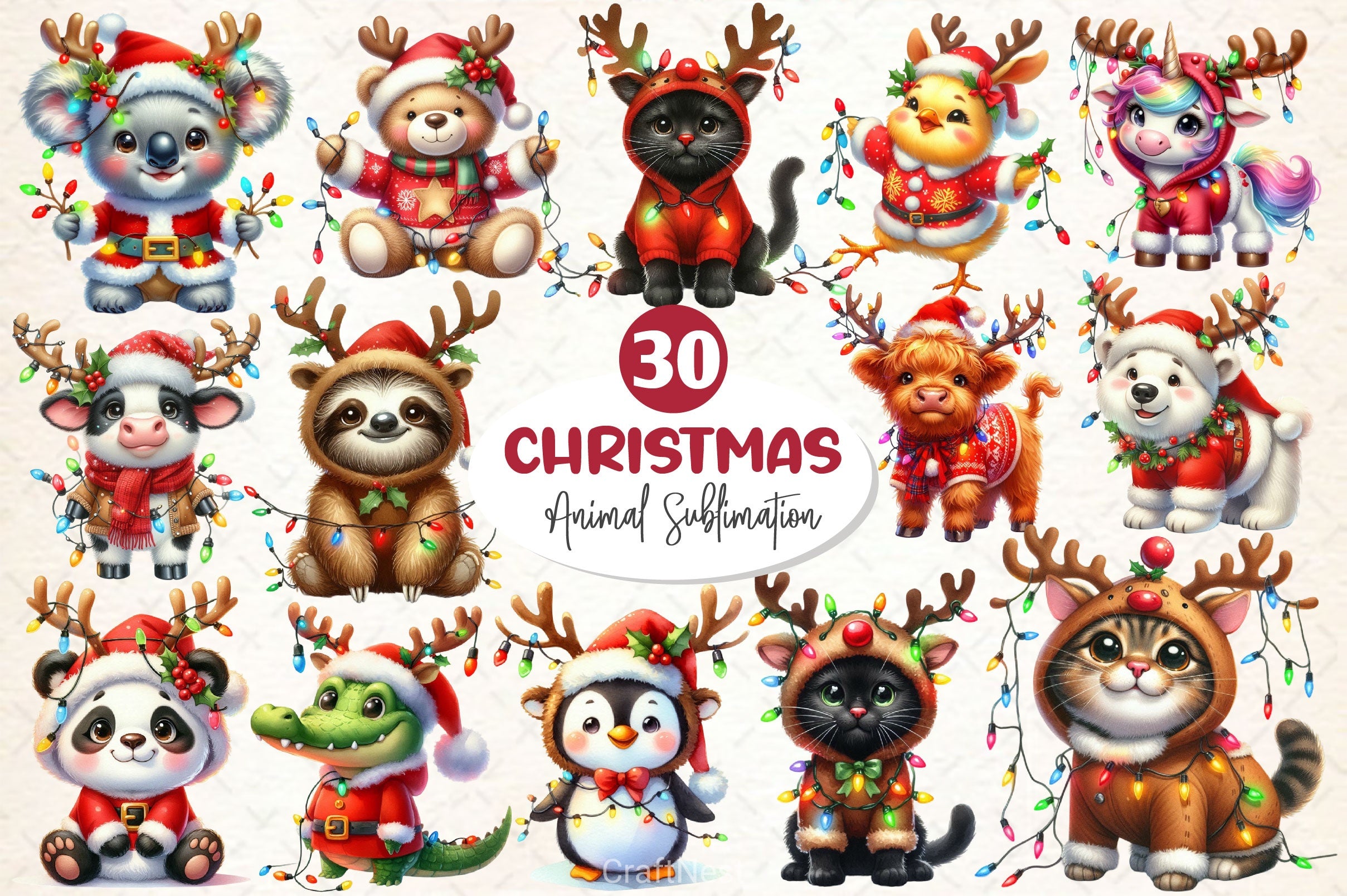 Christmas Animal Clipart Bundle 6 - CraftNest - Digital Crafting and Art