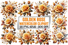 Golden Rose Clipart Bundle - CraftNest - Digital Crafting and Art