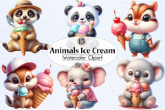 Animals Ice Cream Clipart Bundle - CraftNest - Digital Crafting and Art