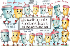 Kawaii Couple Coffee Clipart Bundle - CraftNest - Digital Crafting and Art