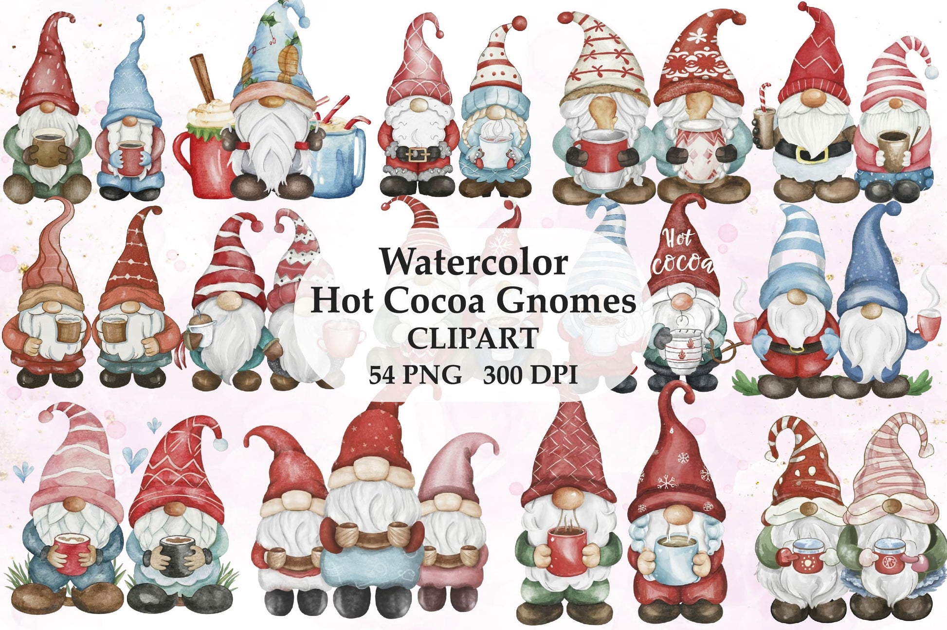 Cute Hot Cocoa Gnomes Clipart Bundle - CraftNest - Digital Crafting and Art